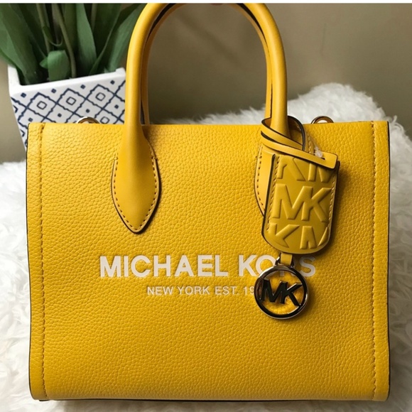 MICHAEL Michael Kors Handbags - Michael Kors Small Mirella Leather Top Zip Tote Bag/Crossbody in Jasmine Yellow
